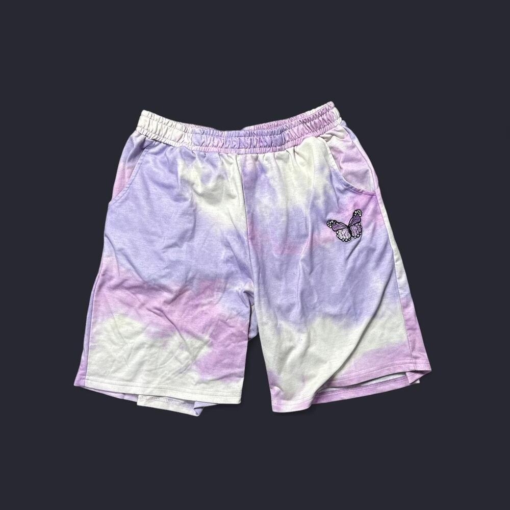 Purple and pink tie dye shein shorts